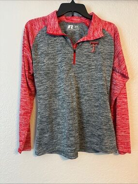 Texas Tech Athletic Gray Heather & Red Raglan Quarter-Zip